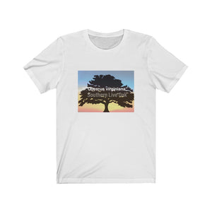 “Quercus virginiana” commonly known as Southern Live Oak - Unisex Jersey Short Sleeve Tee