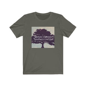 “Quercus virginiana” commonly known as the Southern Live Oak - Unisex Jersey Short Sleeve Tee